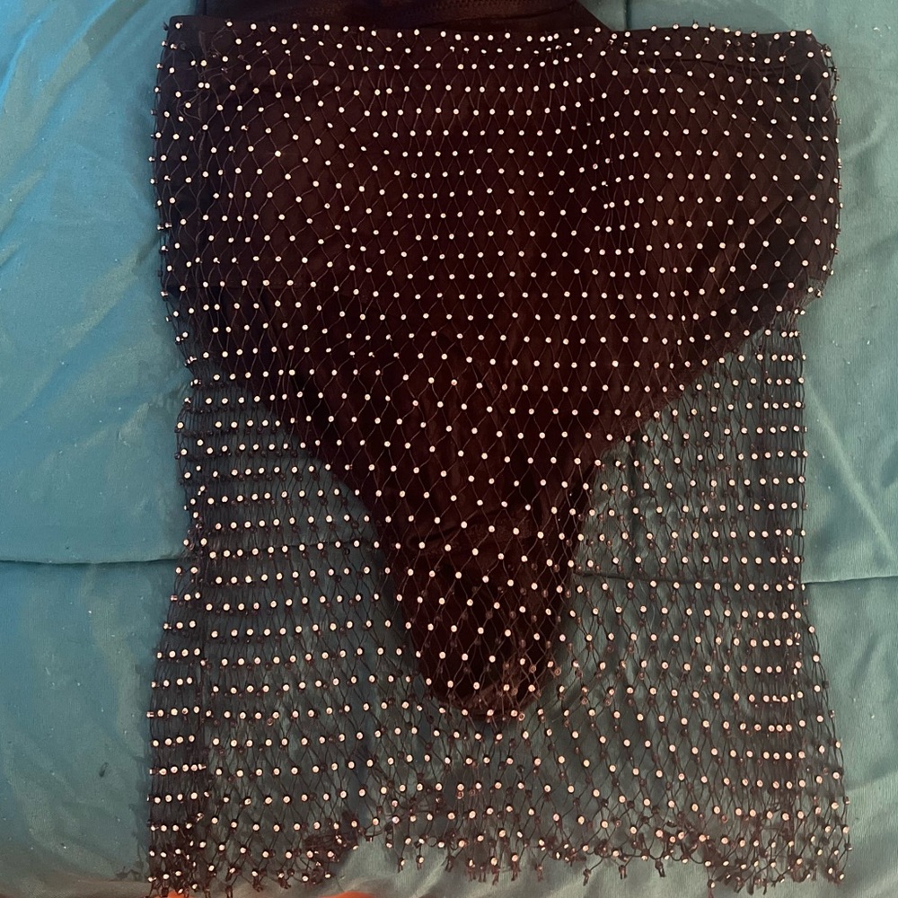 Crystal studded swimsuit cover-up